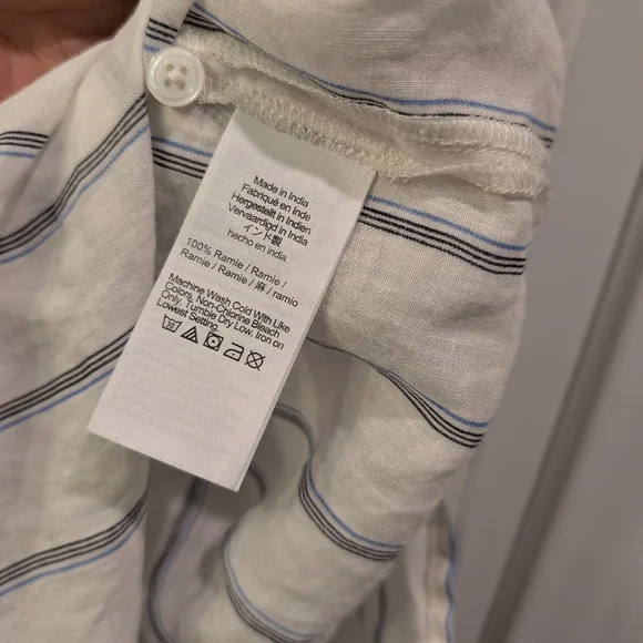 Madewell OG Sheer Oversized Striped White and Blue Button-Up Shirt